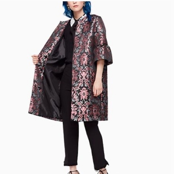 Kate Spade Lavender Jacquard Coat Size 10 - Picture 7 of 13